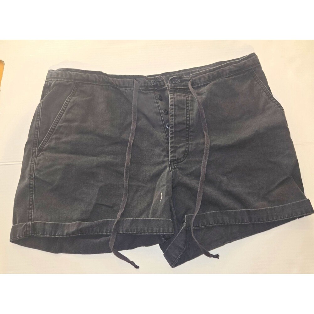 GAP Womans Dark Grey Cotton Chino Shorts Flat Front Button Fly Slash Pockets L